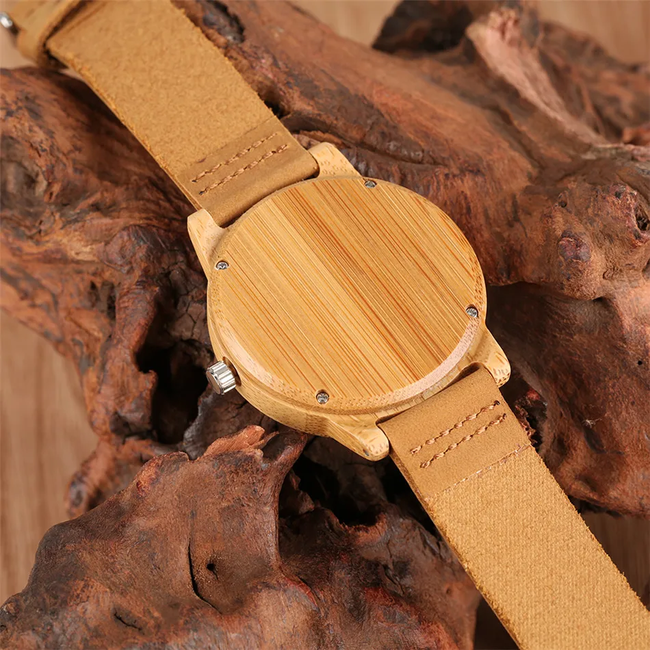 

Hot Fashion 2019 Bamboo Wood Mens Watch Quartz Movement Simple Stripes