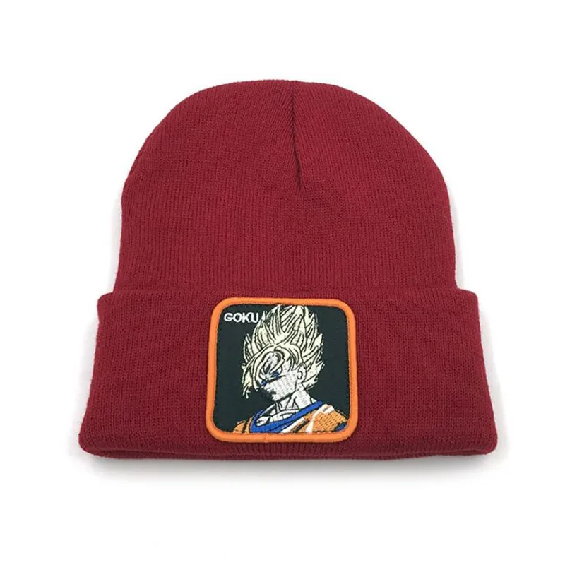 Red-Goku-1 Горячая Распродажа, осенне-зимняя Кепка для завивки с героями мультфильмов, аниме, Жемчуг дракона, периферийный Гоку, вязаная вышивка, теплая шапка, модная купольная шерстяная шапка - Цвет: Red-Goku-1