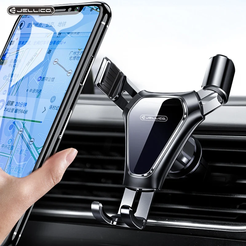 jellico gravity car phone holder air vent clip mount mobile phone stand holder in car for iphone 12 11 x samsung s21 car holder free global shipping