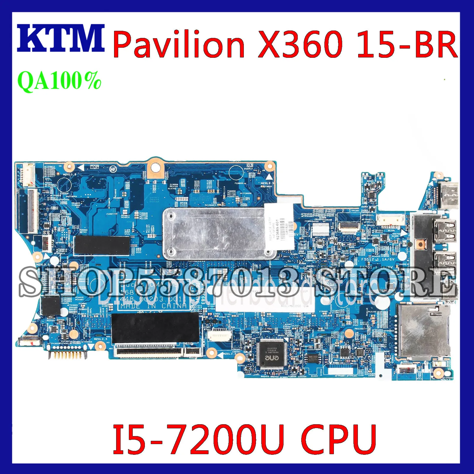 

KEFU 926714-001 Mainboard For HP Pavilion X360 15-br001la 15-BR Laptop Motherboard I5-7200U CPU 926714-601 16872-1 100% original