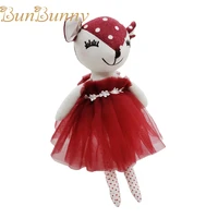 dressed christmas deer girl soft stuffed animal toys with red tutu dress new year gift for baby soft snuggle lace fawn doll