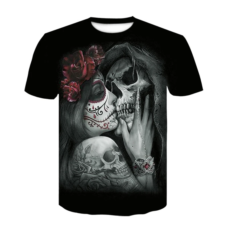 

3D T-shirt Men's Skull T-shirt Printing Summer Top Casual T-shirt Short Sleeve Streetwear Beauty Masked T-shirt