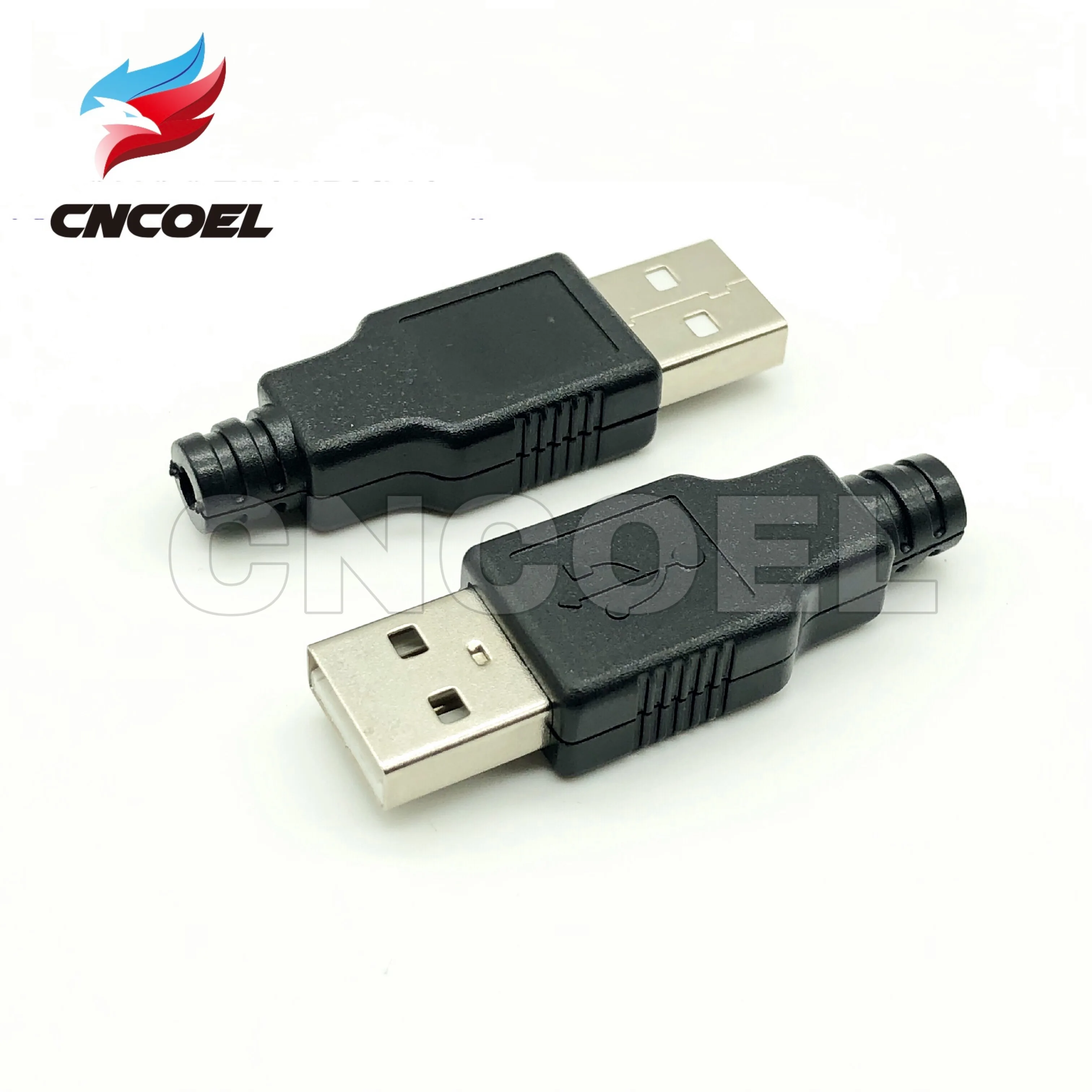 

5pcs Type A Male USB 4 Pin Plug Socket Connector With Black Plastic Cover