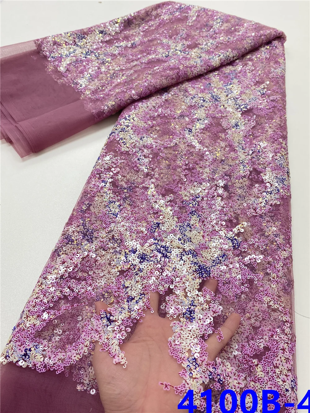 

NI.AI Fashionable French Sequins Lace Fabric 2021 High Quality Embroidery African Net Laces Nigerian Tulle Fabrics 4100B