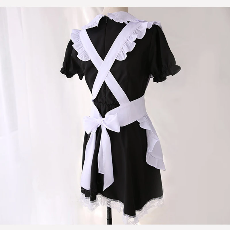 Соблазнительное платье горничной лолиты черно-белое платье-фартук с вырезами в