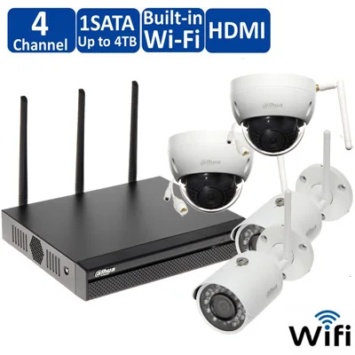 nvr with 3 camera Dahua, беспроводная, wifi, NVR4104HS-W-4KS2, камера, система с 4 шт., 3MP IP, беспроводная, IR, ночное видение, водонепроницаемая, для улицы, Wifi камера - Цвет: nvr with 3 camera