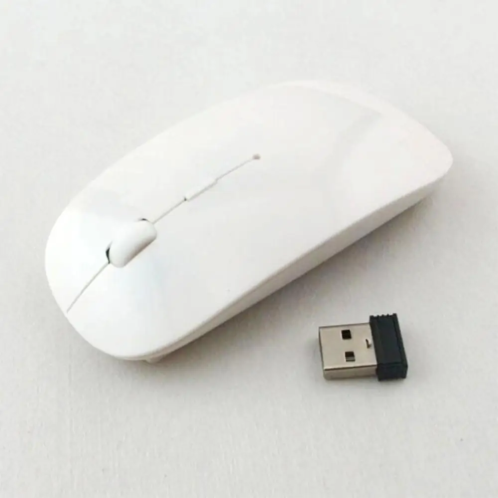 Супер тонкий USB оптическая беспроводная компьютерная мышь 2,4G приемник компьютер Bluetooth мышь s Бесшумная для ПК ноутбука без батареи - Цвет: Белый