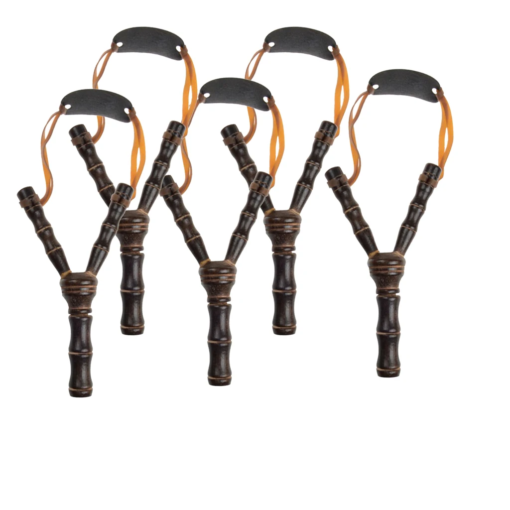 

Set of 5 Bamboo Wood Slingshot Kids Outdoor Hunting Toys Game High Velocity