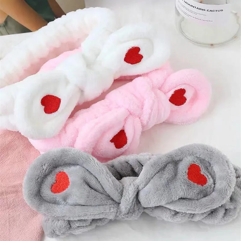 

Women Coral Fleece Bow Hair Band Solid Color Wash Face Makeup Soft Headbands Fashion Girls Turban Head Wraps Hair Accessories