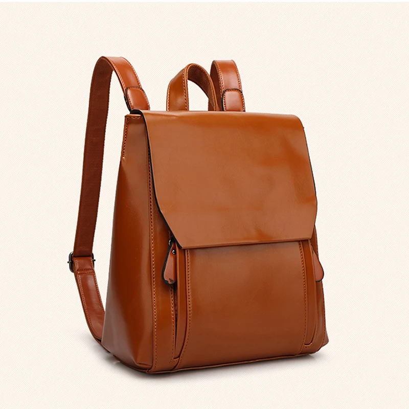 Новинка 2021 женский рюкзак из Коричневой Вощеной кожи модный дорожный мягкий