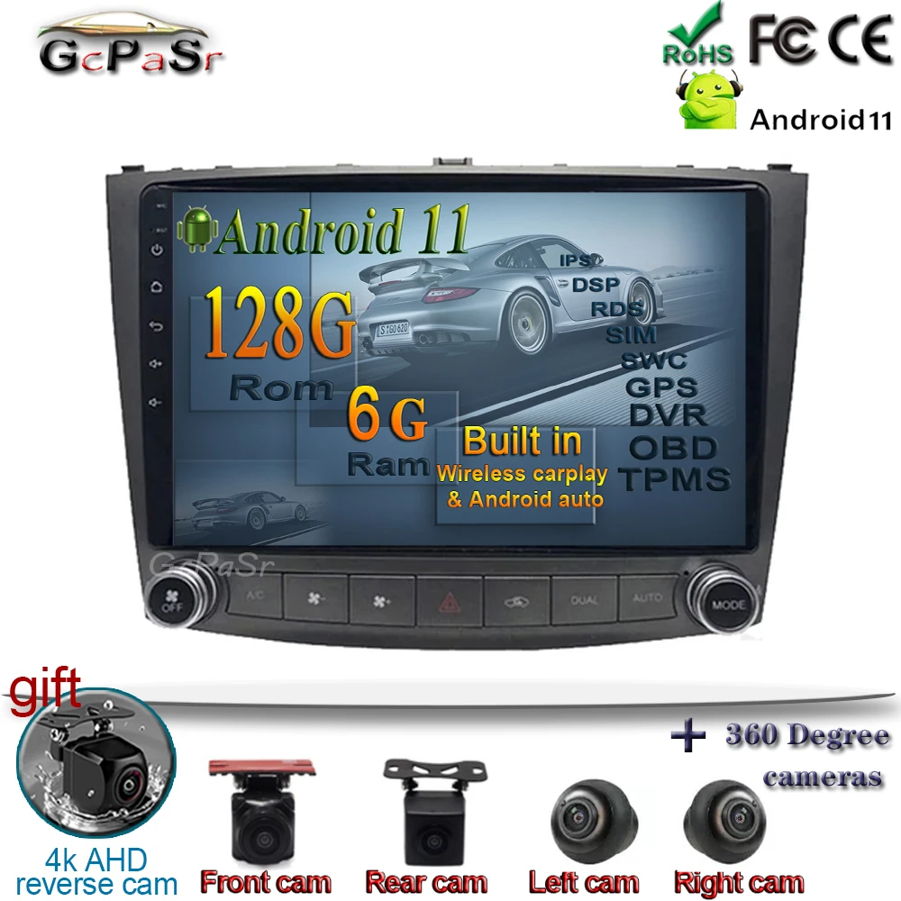 6G + 128G Android 11 Carplay для Lexus IS250 IS300 IS200 IS220 2005-2012 навигация Gps мультимедийный плеер