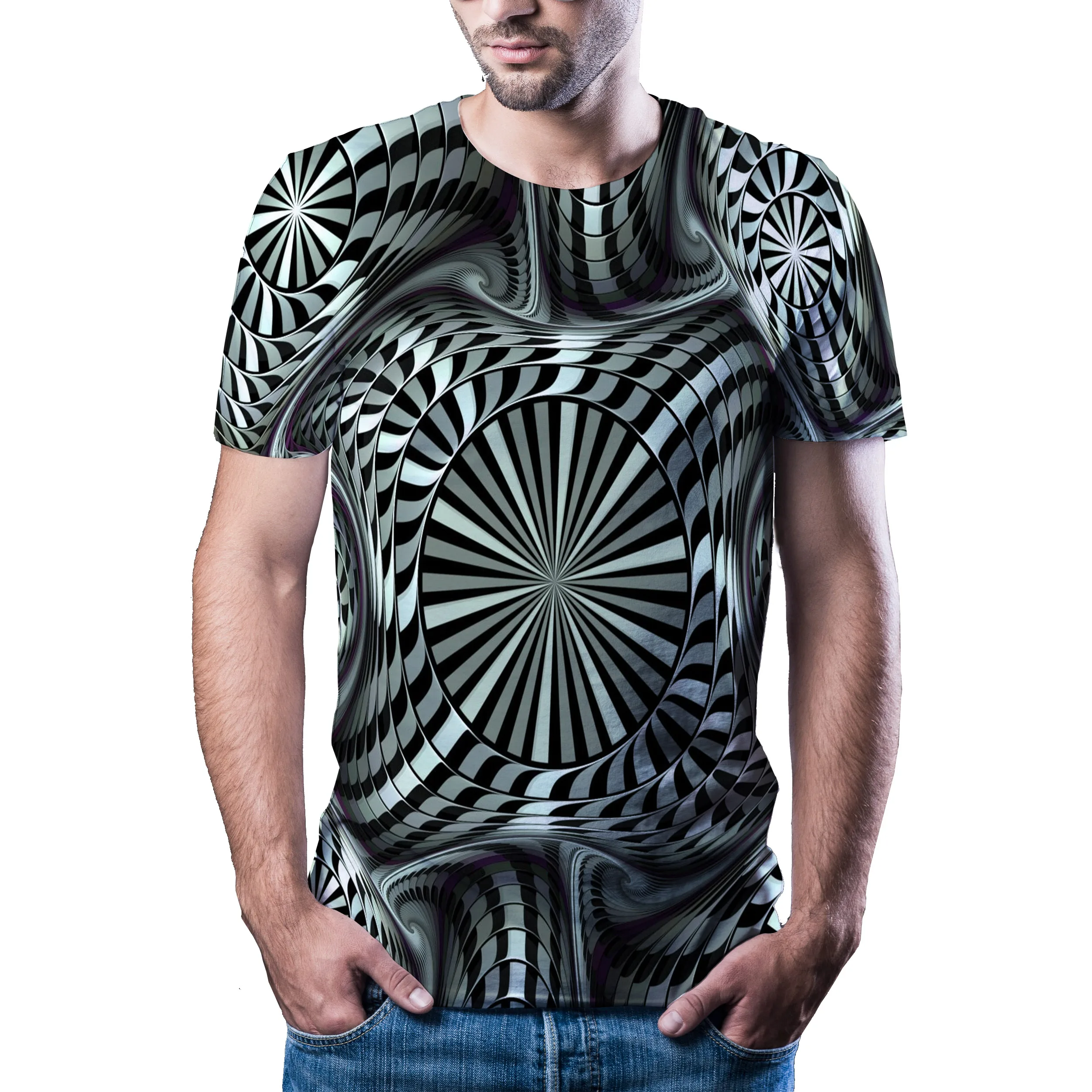 Лето 2020 Новинка 3D Визуальный гипноз футболка самая популярная мужская