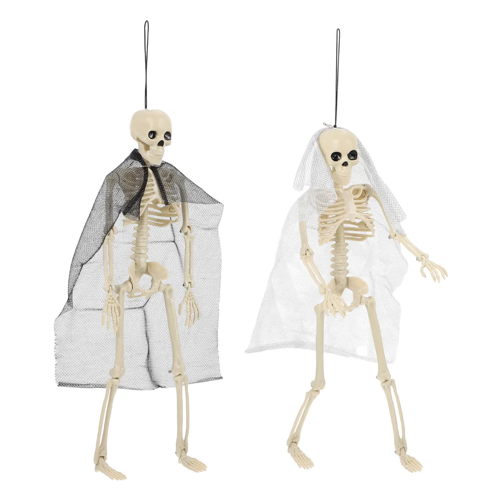 

2pcs Simulated Skeleton Models Ghost Bride Bridegroom Skeletons Decors