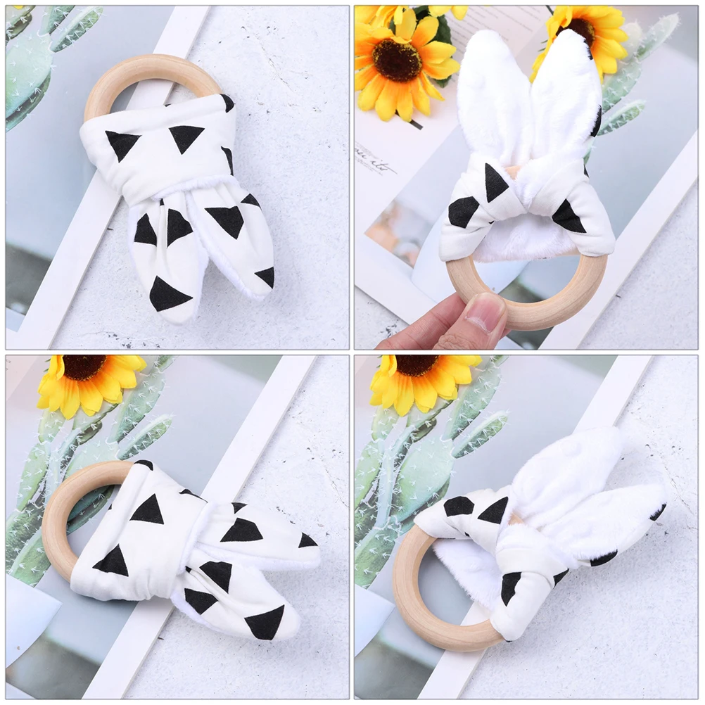 

1 Set 2Pcs Baby Teethers Wooden Teething Rings Baby Teething Toys (Random Color)