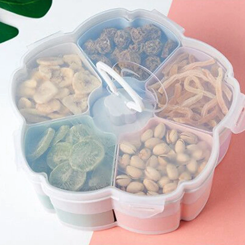 Вращающаяся коробка для закусок в форме лепестков поднос конфет хранения еды