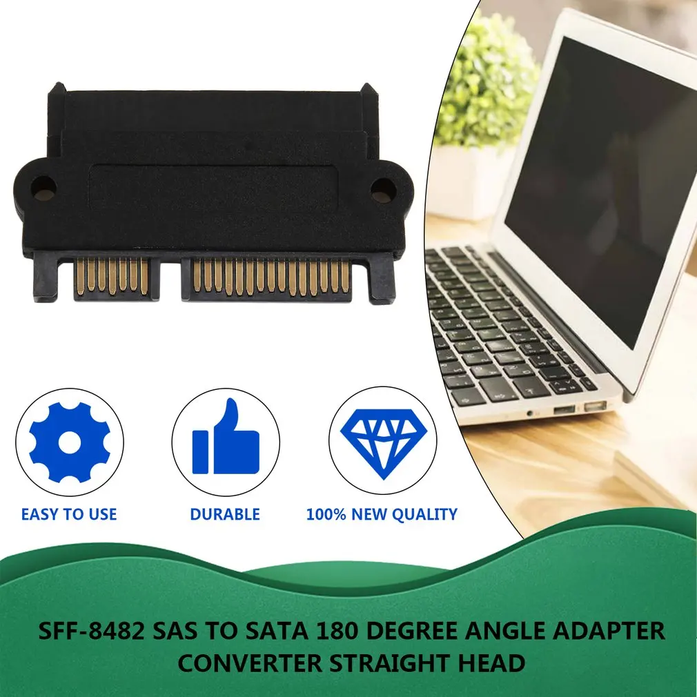 

5Gbps SFF 8482 SAS to SATA 180 High-speed Degree Angle Computer Adapter Converter Straight Head Durable Portable