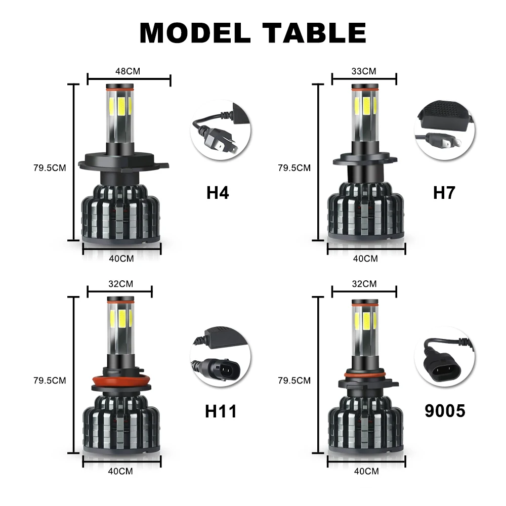 

NLpearl 2X Car Led Headlight Bulb Hb3 9005 Led 12000/LM 60W COB H4 H7 9006 HB4 9012 Hir2 H8 H9 H11 Led Auto Headlamp 12V