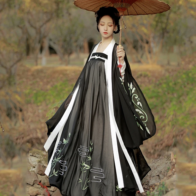 Юбка Hanfu 4 5 м черного цвета с подолом Сказочная одежда для косплея костюм древнего