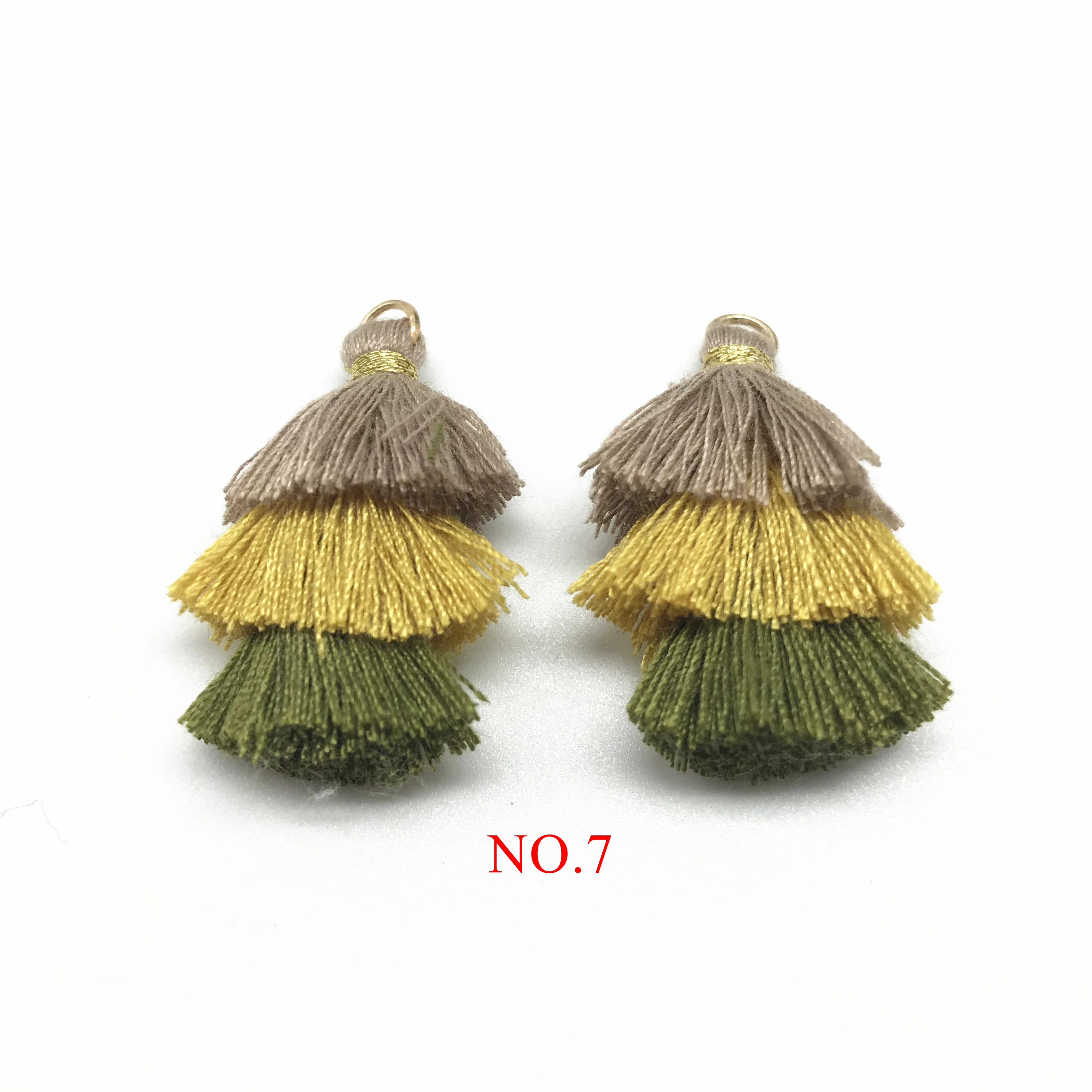 2 шт Bohochic Boho 3 слоя хлопок Красочные кисточки для изготовления ювелирных изделий Diy ювелирных изделий Аксессуары - Цвет: No.7