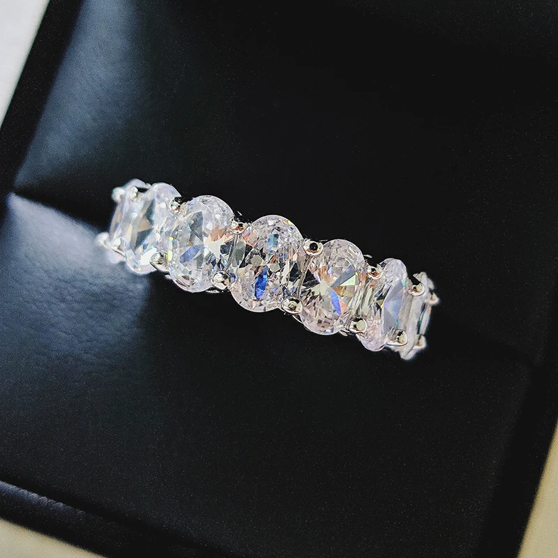 Solid real products real 925 sterling silver wedding band Ring eternity for women bridal bride Engagement jewelry persona R5343S