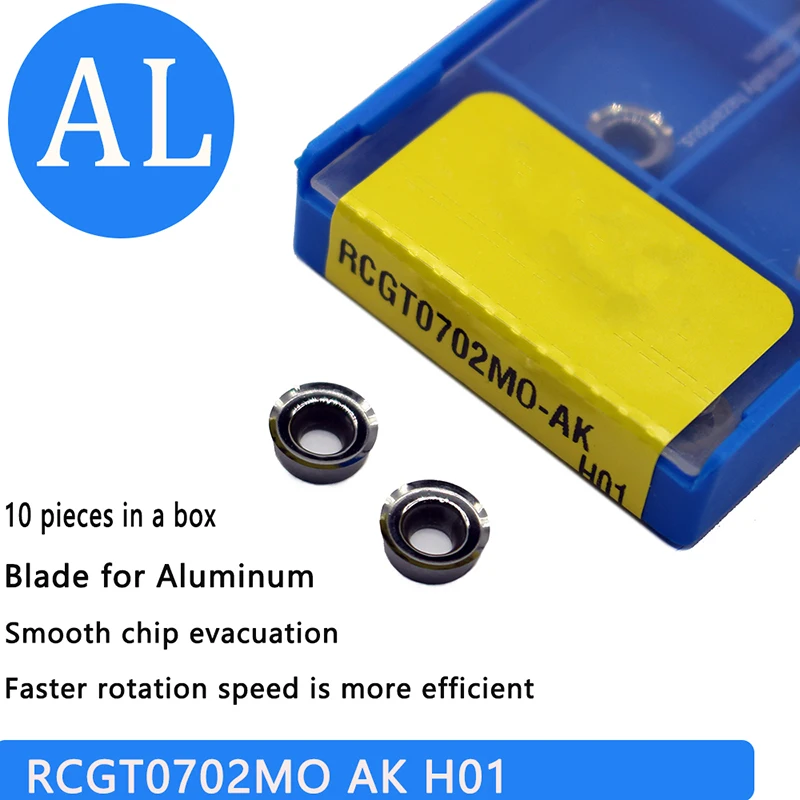 RCGT0803-cortador de aluminio RCGT0702 RCGT10T3 RCGT1204MO AK H01, herramienta de torneado para insertar herramienta de corte CNC, aleación de aluminio AL + Estaño