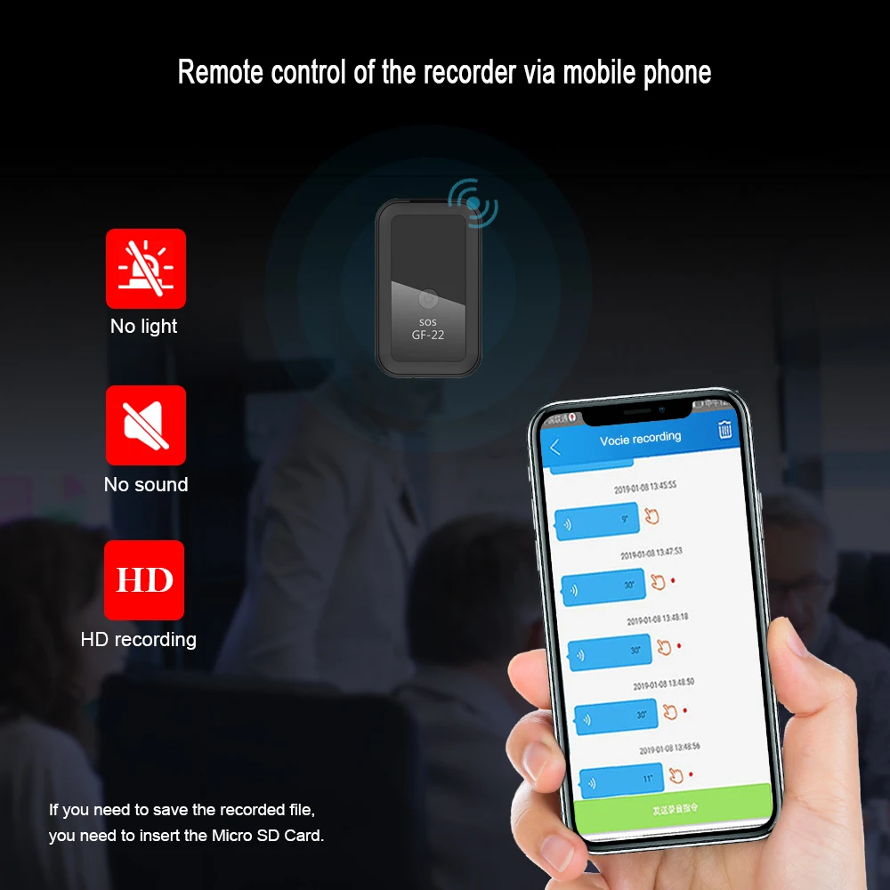 профессиональный миниатюрный диктофон с скрытая шпион управлением через