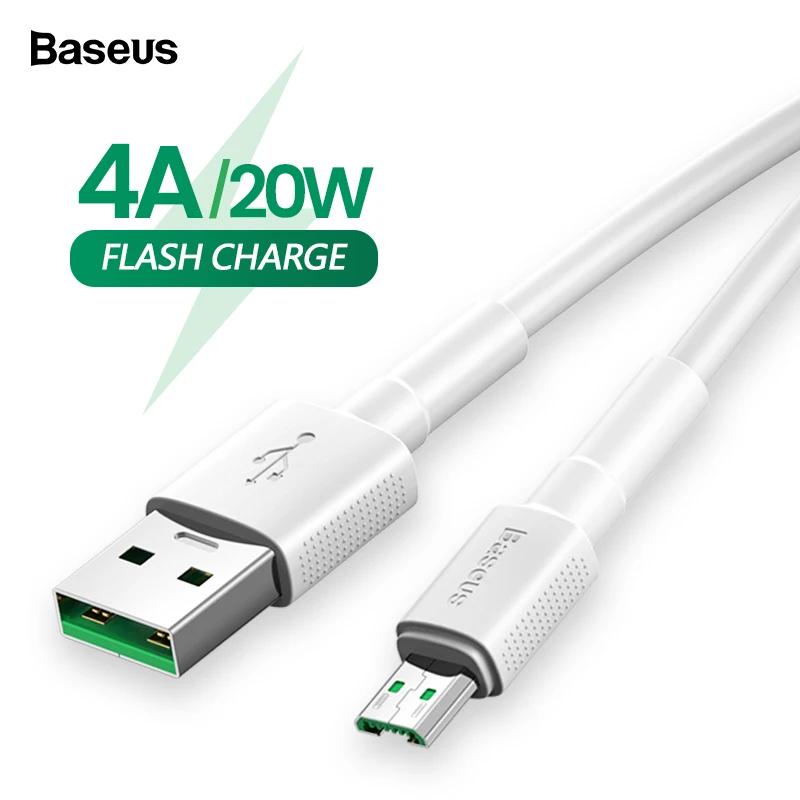 Baseus 4A Micro USB кабель VOOC флэш-зарядка для OPPO совместимый 2A Быстрая Зарядка Кабель Microusb для Xiaomi Redmi samsung шнур 2 м