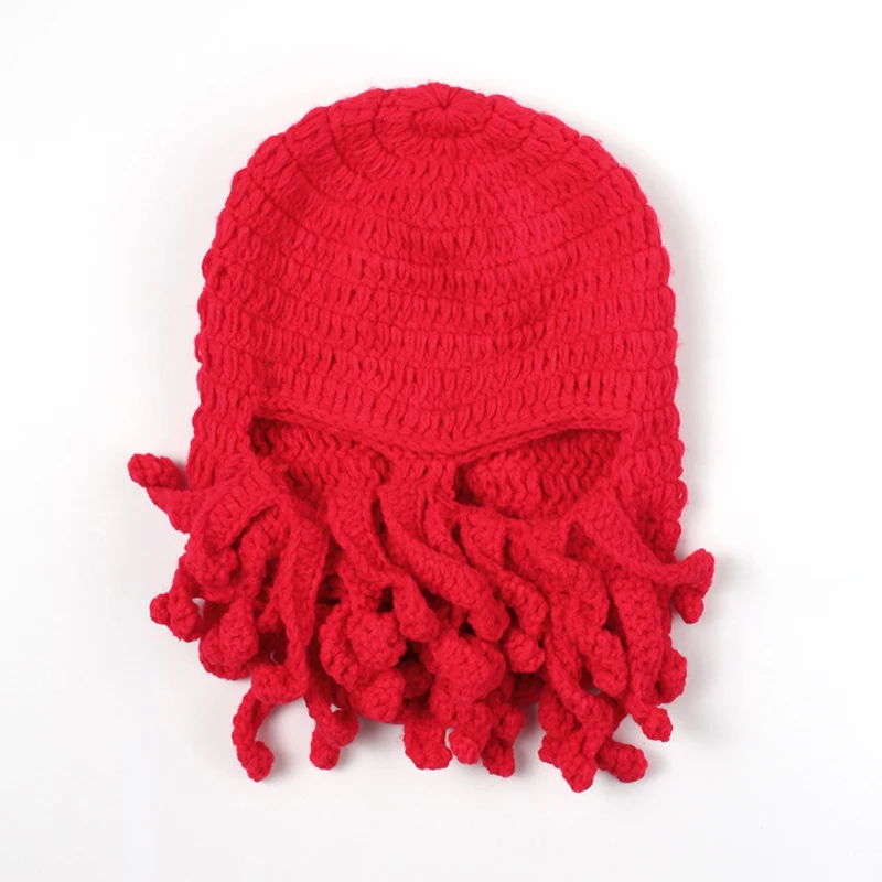 Забавная шапка Funny Squid Octopus Beard Winter Knitted Ski Cap Solid Color Casual Hat For Unisex Women Men Ladies Male Female FS0455 on.