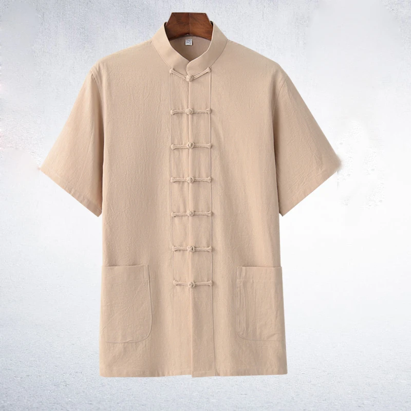 Костюм Тан из хлопка и льна с коротким рукавом Одежда Кунг-фу в стиле крыла 7