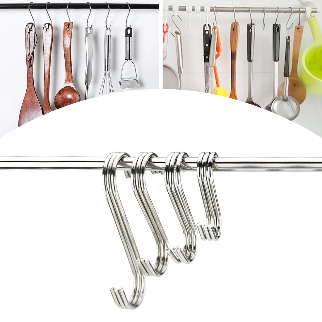 

10pcs Stainless Steel S Shaped Clasps Hooks Kitchen Household Hanger Storage Holders Organizer Hooks & Rails Home Tools