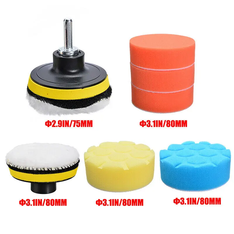 

31pcs 3 inch Auto Car Polisher Gross Buffer Waxing Buffing Polishing Sealing Glaze Sponge Pads Adapter Kit Tool Accessories