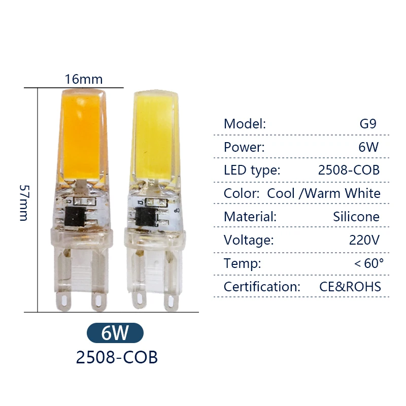6 шт./лот светодиодная G9 лампа AC220V Вт 7 9 10 11 светодиодные лампы SMD 2835 3014 2508 свет