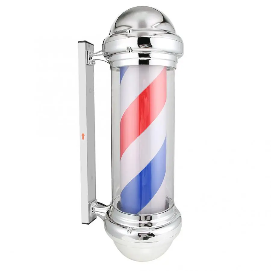 

75 см водонепроницаемый Парикмахерская Полюс вращающийся светильник ing красный белый синий вращающийся светильник в полоску знак волос сал...