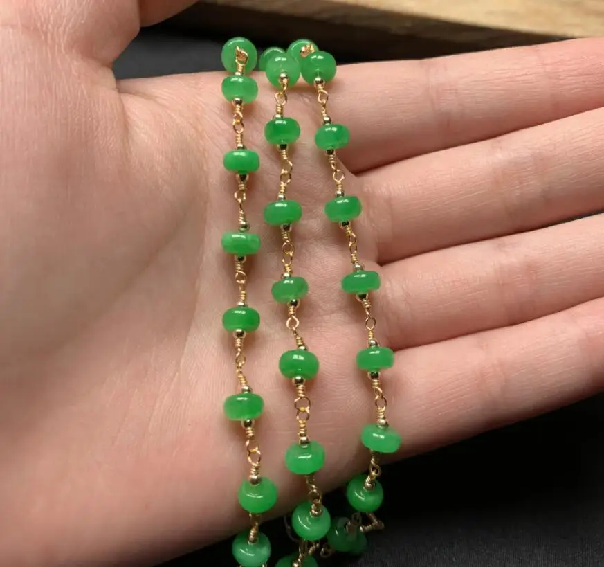 

Dry Green Abacus Beads 14k Winding Bracelet for Women's Gift
