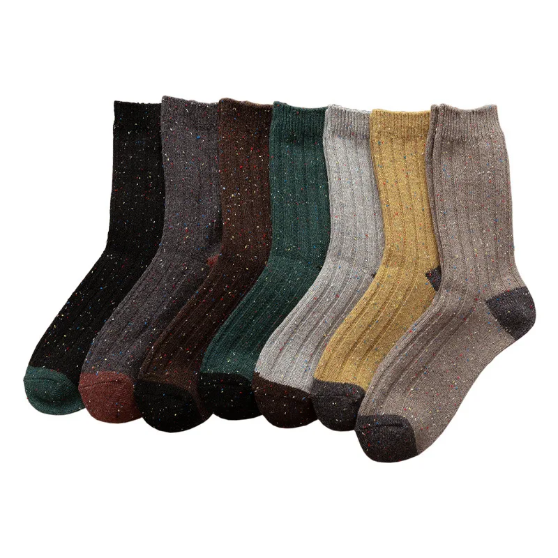 

Fashion Idea Yarn Drawstring Wool Socks Men Japanese Composite Color Men's Tube Socks Sweat-absorbent and Breathable Men's Socks
