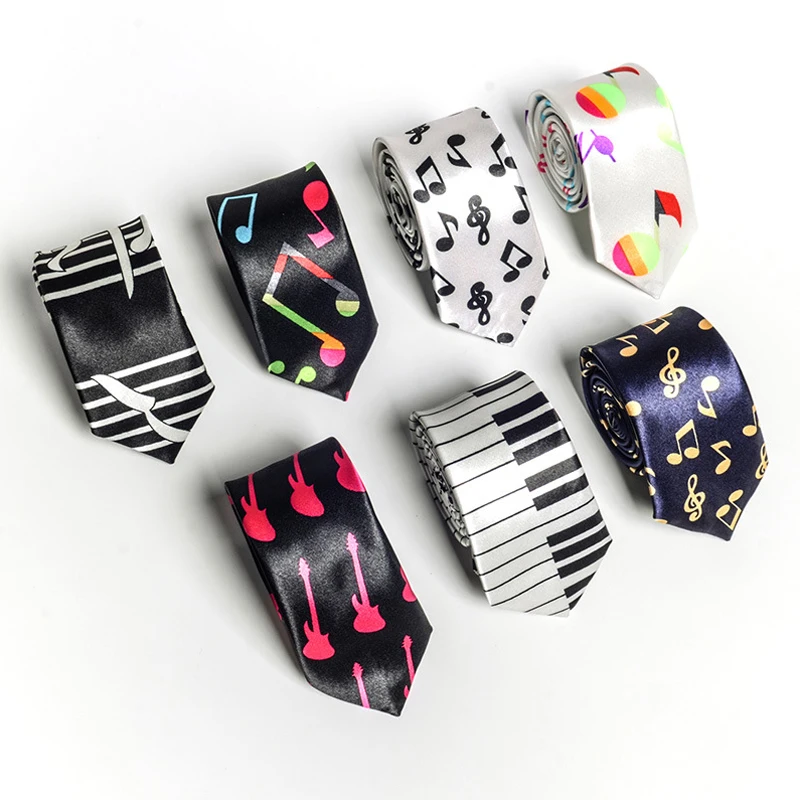 

Men Women Piano Keyboard Classical Note Slim Music Tie Ties Necktie for Wedding Business LL@17