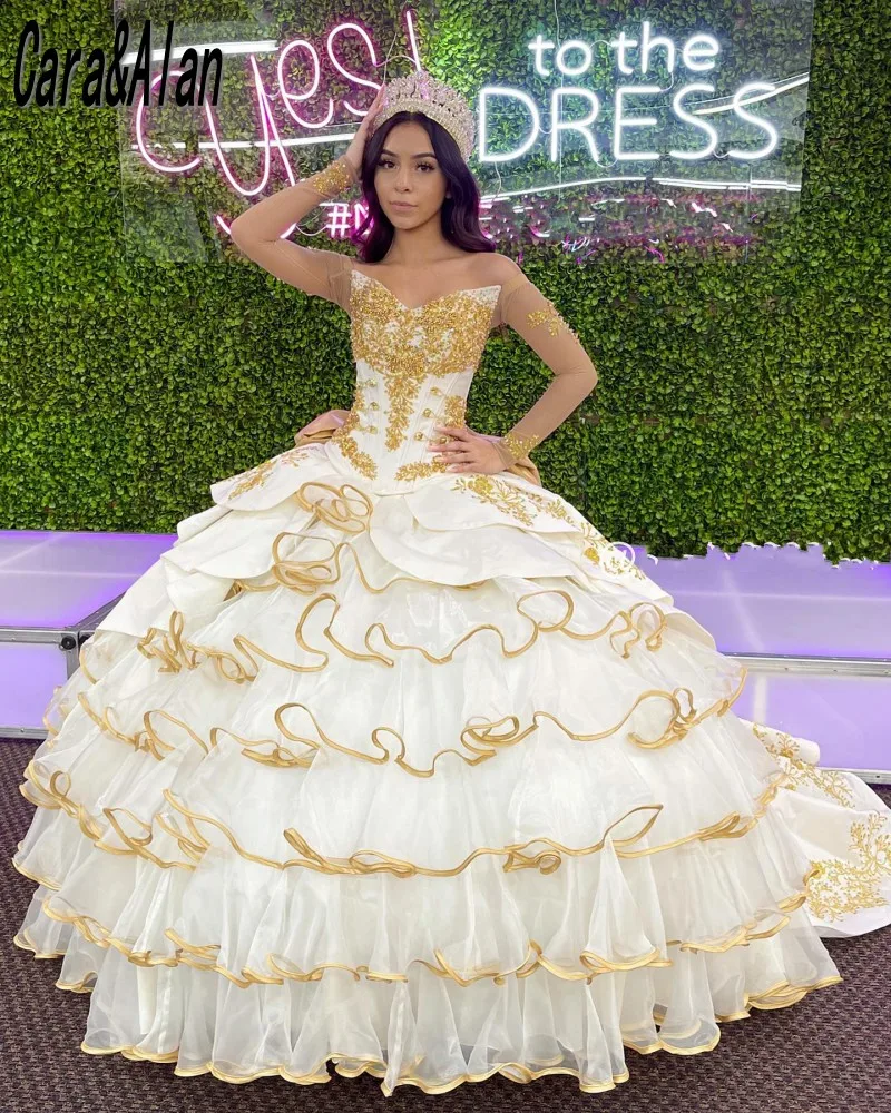 

Custom Made vestidos de 15 años 2021 Organza Ivory Princess Quinceanera Dresses Applique Ruffles Ball Gown Sweet 16 Prom Dress
