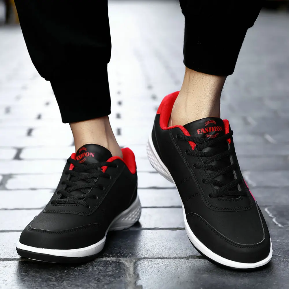 

Newbeads Men Leather Sneakers Shoes Skateboarding Shoes Lace Up Summer Running Male Fashion Walking Jogging Casual Sport Shoes
