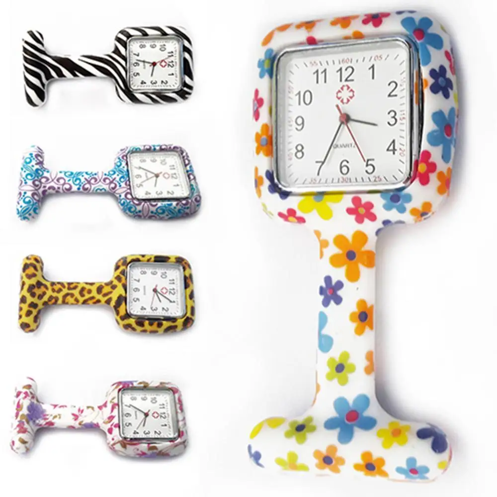 

2021 Women's Silicone Square Nurse Watch Brooch Pocket Quartz Movement Nurse Watch For Woman Portable Pocket & Fob Watches