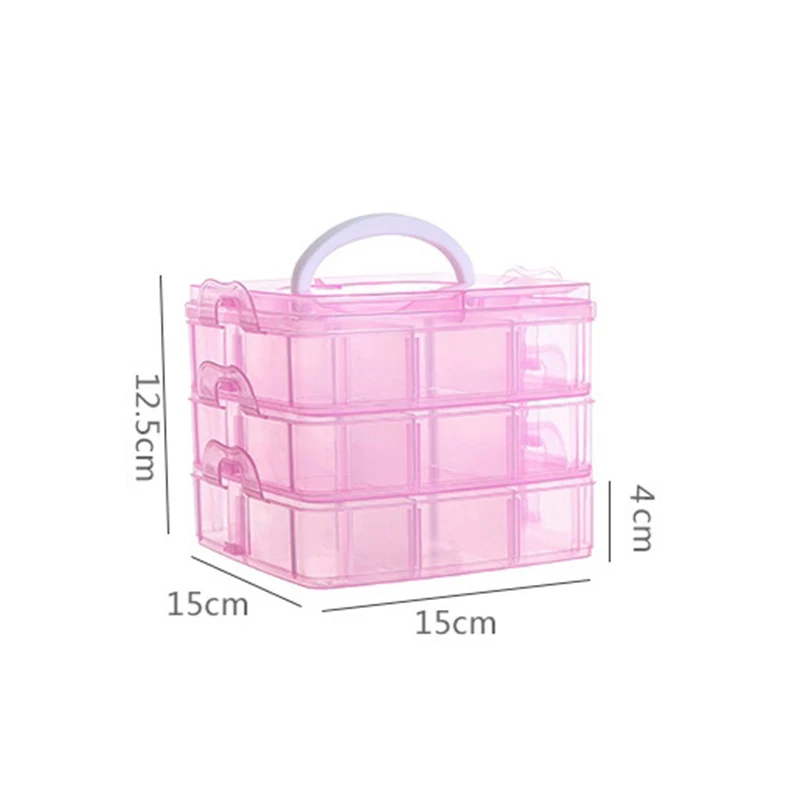 

3 Layers Multi-function Plastic Jewelry Storage Box Case Nail Art Beauty Manicure Accessory Tool Container
