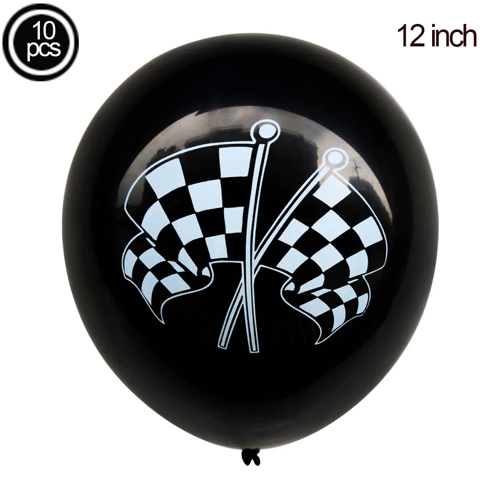 10pcs black2 10 шт. 12 дюймов черно-белый Гоночный флаг латексные шары клетчатые гоночные флаги баллоны Гоночная машина тема вечерние украшения Globos - Цвет: 10pcs black2