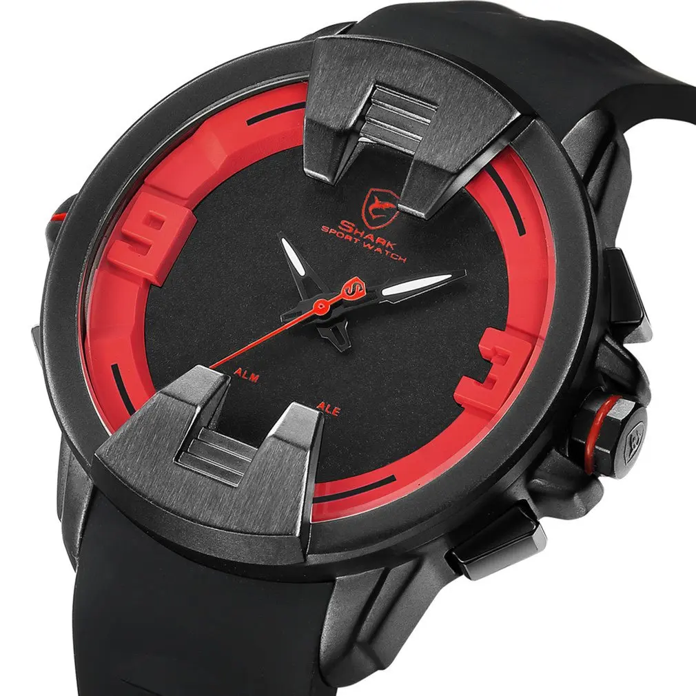 Red SH558 Wobbegong SHARK спортивные часы черный дизайн цифровой светодиодный Аналоговый мужской кварцевый Кремний ремешок Geek мужские часы подарок/SH557 - Цвет: Red SH558