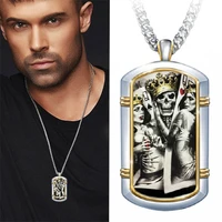 punk retro pendant necklace for men unusual skeleton skull gothic necklaces personalized shield dangle male jewelry accessories