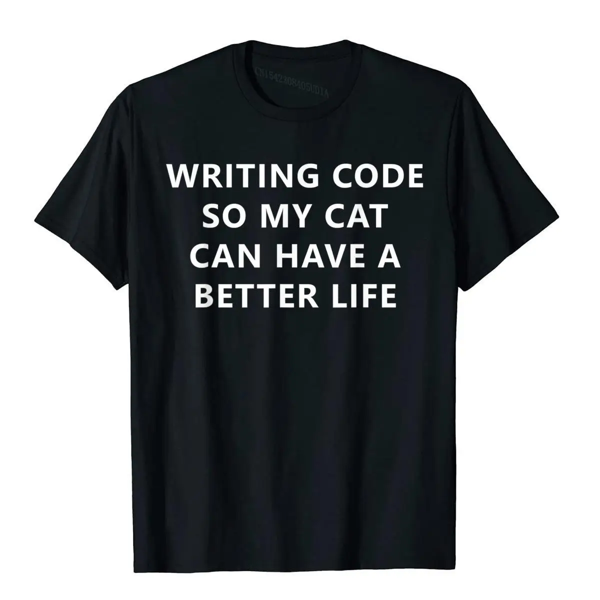 

Programmer Writing Code For My Cat Funny Coding T-Shirt T Shirt Slim Fit Simple Style Cotton Men Top T-Shirts Printed On