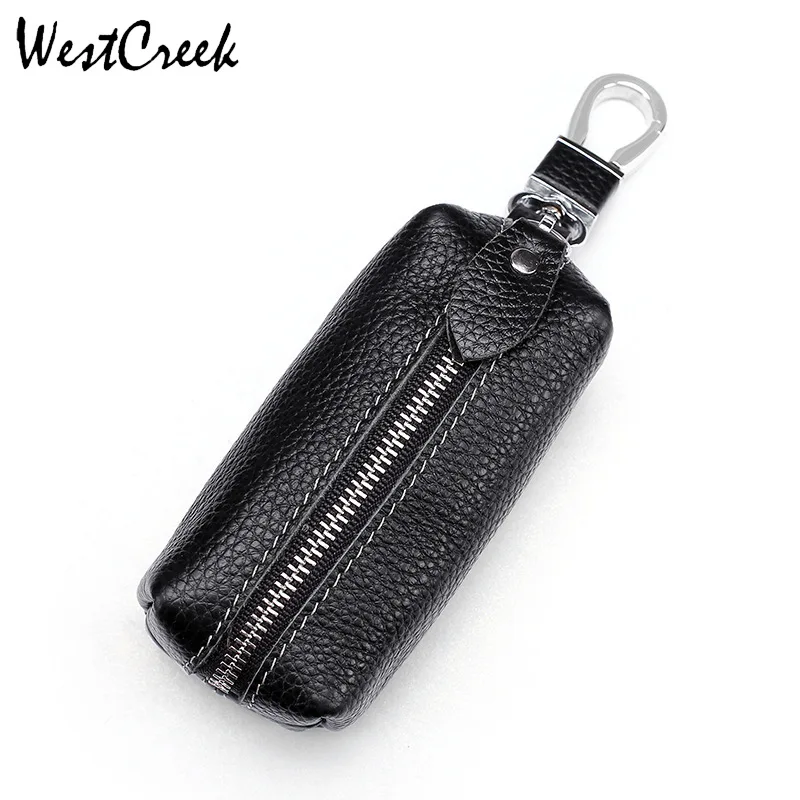

WESTCREEK из брендовой натуральной кожи кошелек с держателем ключа от машины для мужчин ключница Ключи брелок для женщин в винтажном стиле на молнии для ключей на открытом воздухе, сумка