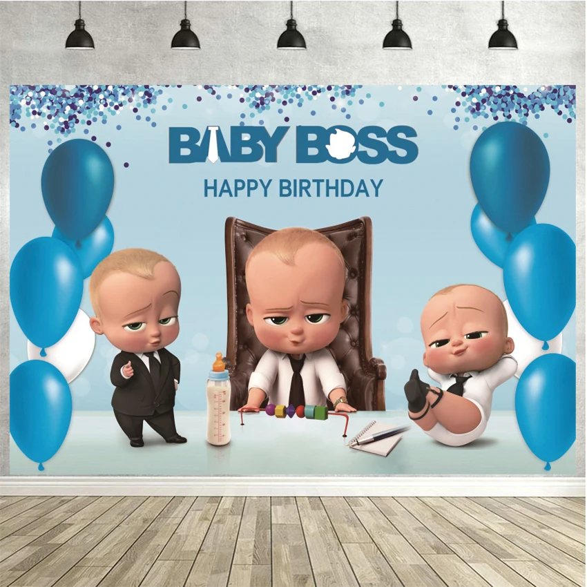 

Виниловый фон с изображением маленького человека ребенка начальника для фотосъемки на день рождения ребенка синие баннеры реквизит для фо...