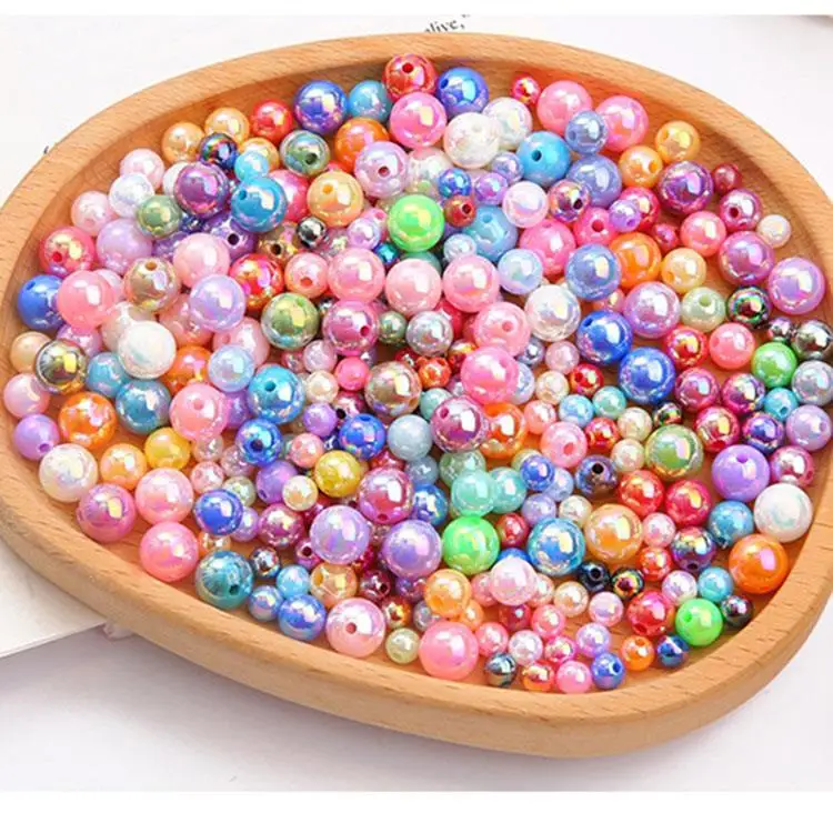 

50PCS 8mm Imitation Pearl Laser Color DIY Round Beads Hot Selling Popular Necklace Bracelet Earrings Handmade Jewelry Materials
