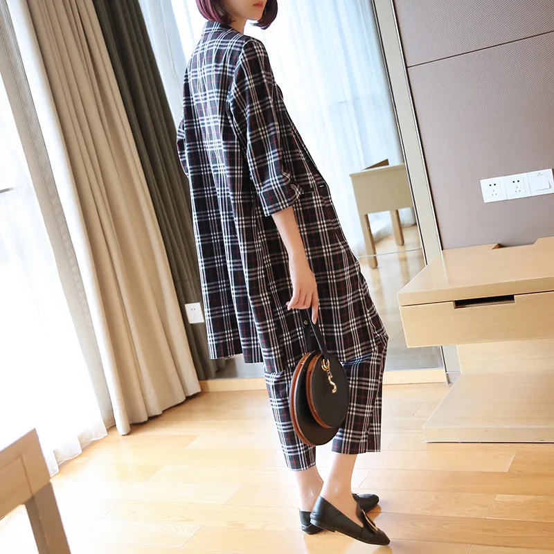 Официальный комплект из двух предметов с рукавом до локтя длинное пальто принтом