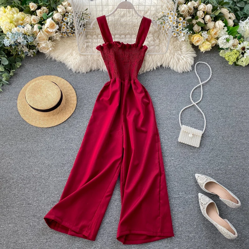 

Summer Two Pieces Set Women Loose Short Sunscreen Jacket + Suspending Rompers Clothing Female Casual Holidays Suit