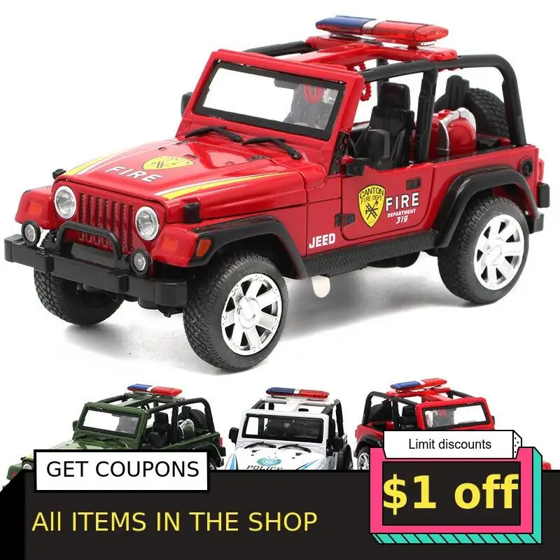 1/32 Jeepu Wranglerr литье под давлением из сплава модель игрушки Кабриолет издание со